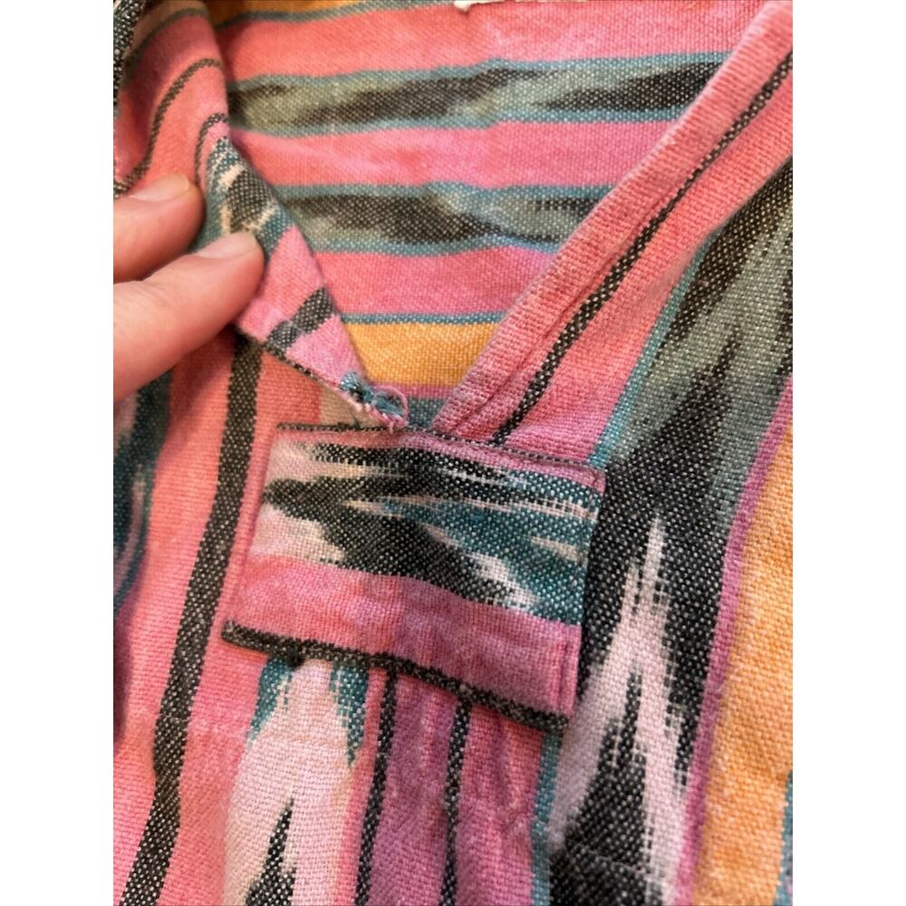 Vtg Angelique Pink Orange Green Southwest Print Hoodie Pullover Boho Free Size - Picture 8 of 12